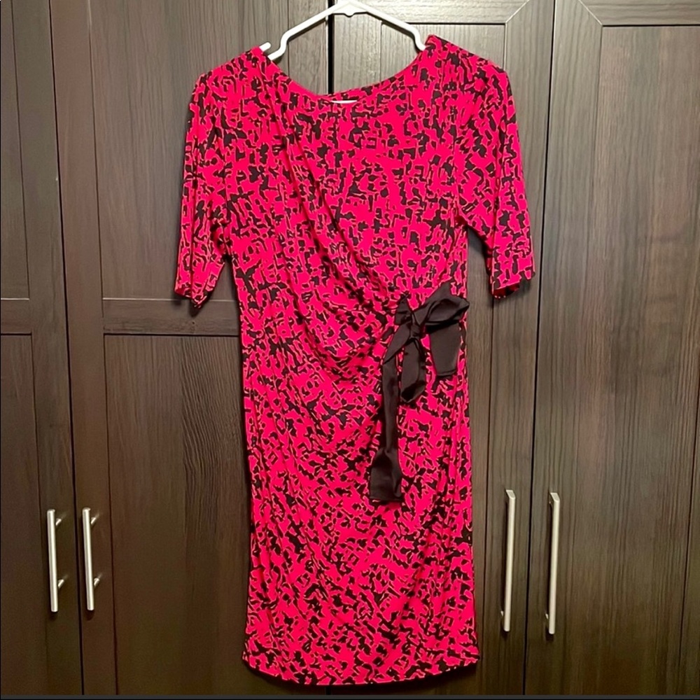 Red and Black Dress with Front Bow